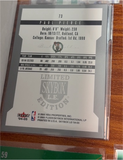 2003-04 Fleer Skybox Limited Edition #73 Paul Pierce — front
