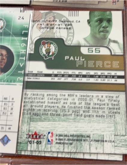 2001 Fleer Paul Pierce #24 — front