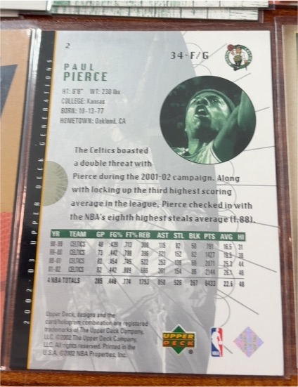 2001-02 Upper Deck #34 Paul Pierce — front