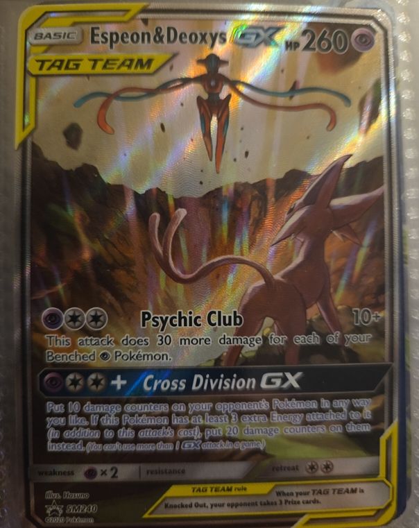 2020 Pokémon Sun & Moon Black Star Promo #SM240 Espeon & Deoxys GX — front