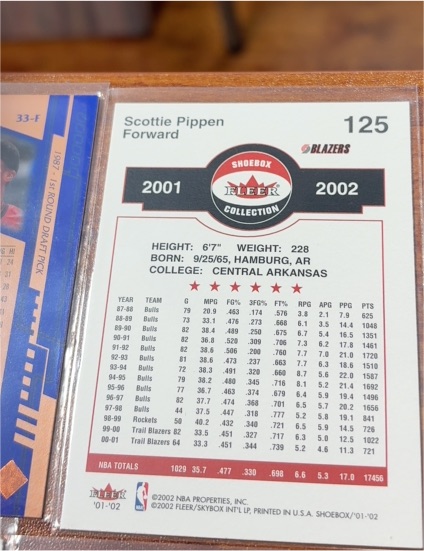2001 Fleer #125 Scottie Pippen — front