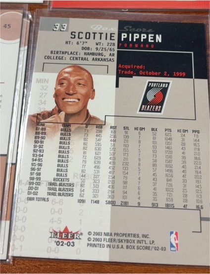 2002-03 Fleer Box Score #33 Scottie Pippen — front