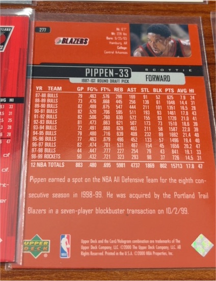 1999-00 Upper Deck Basketball #277 Scottie Pippen — front