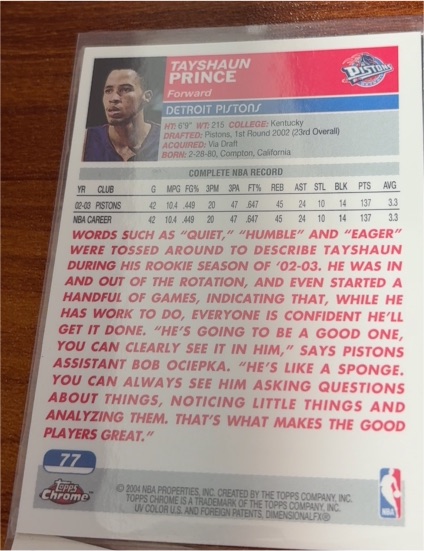 2006-07 Topps Chrome #77 Tayshaun Prince — front