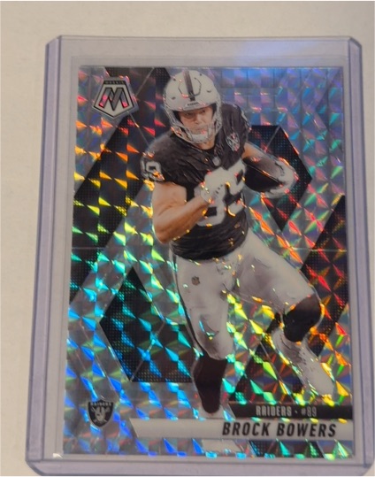 2025 Panini Mosaic #5 Brock Bowers Silver Mosaic Prizm — front