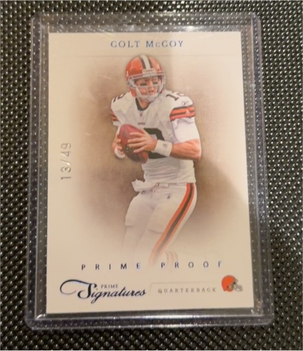 2011 Panini Prime Signatures Prime Proof #34 Colt McCoy — front