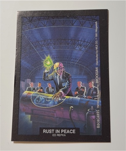 1991 Brockum Rock Cards Art Stickers #11 Rust in Peace Ed Repka — front