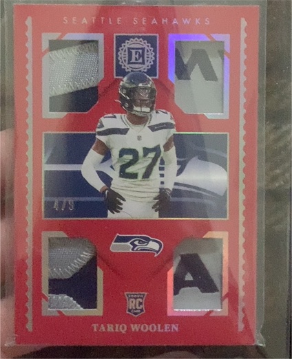 2022 Panini Encased #RQM-35 Tariq Woolen Rookie Quad Materials — front