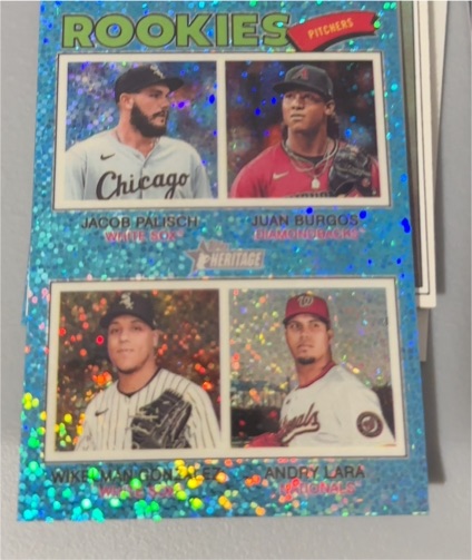 2026 Topps Heritage #378 Rookie Pitchers Light Blue Sparkle — front