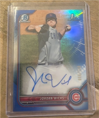 2022 Bowman Chrome Prospect Autographs #CPA-JW Jordan Wicks — front