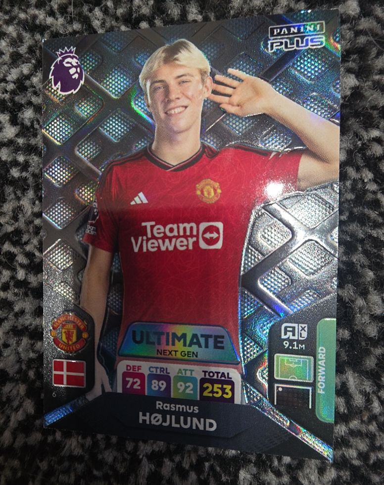 2023 Panini Plus Ultimate Next Gen #6 Rasmus Højlund — front