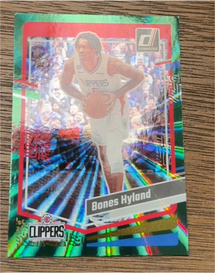 2023-24 Donruss #1 Bones Hyland Green Laser Holo Los Angeles Clippers — front