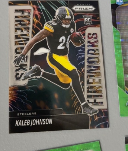 2025 Panini Prizm #4 Kaleb Johnson Fireworks Green Prizm Rookie — front