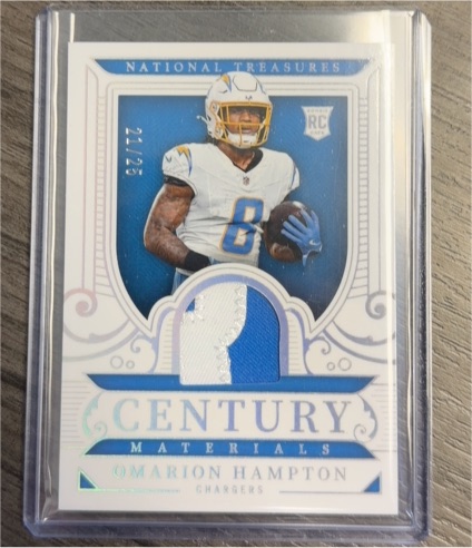 2025 Panini National Treasures Century Materials #CM-OMH Omarion Hampton — front