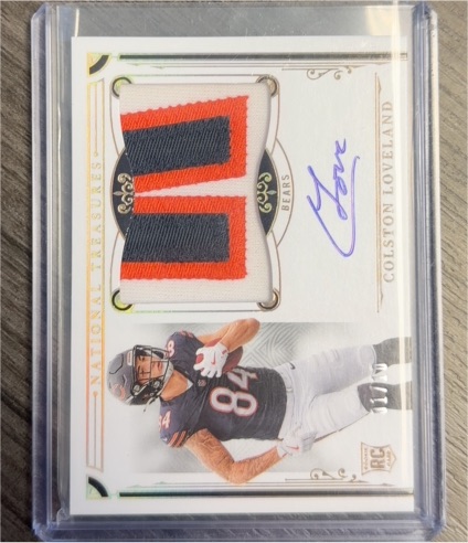 2025 Panini National Treasures #166 Colston Loveland Rookie Patch Auto — front