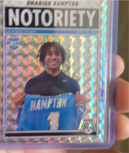 2025 Panini Mosaic #20 Omarion Hampton Notoriety Silver Mosaic Prizm Rookie — front