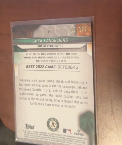 2026 Topps Series 1 #305 Shea Langeliers — front