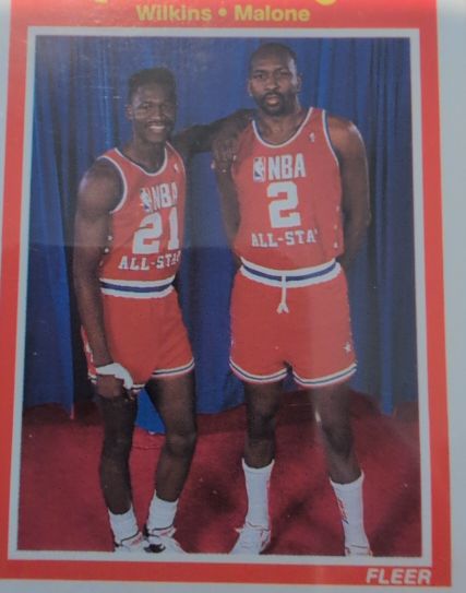 1989-90 Fleer #165 Dominique Wilkins / Moses Malone AS — front