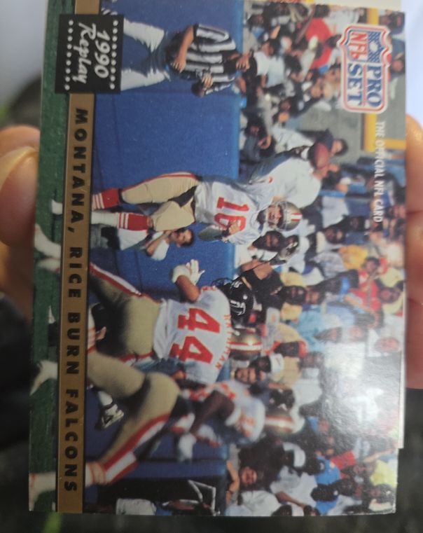 1991 Pro Set #329 Montana, Rice Burn Falcons — front