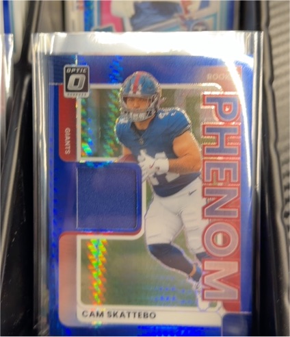 2025 Panini Donruss Optic #RPBH-CSO Cam Skattebo Rookie Phenom Patch Blue Hyper Prizm — front