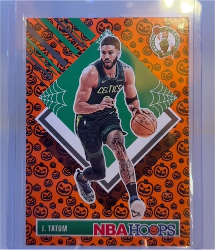 2024-25 Panini Haunted Hoops #284 Jayson Tatum Orange Pumpkin Tribute — front