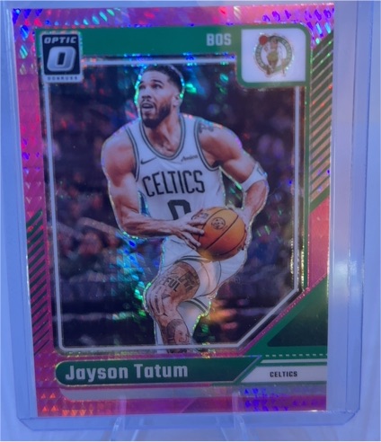2024-25 Donruss Optic #70 Jayson Tatum Pink Hyper Prizm Boston Celtics — front