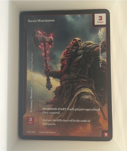 2025 Wonders of the First Call of the Stones #203 Raxis Warstorm — front