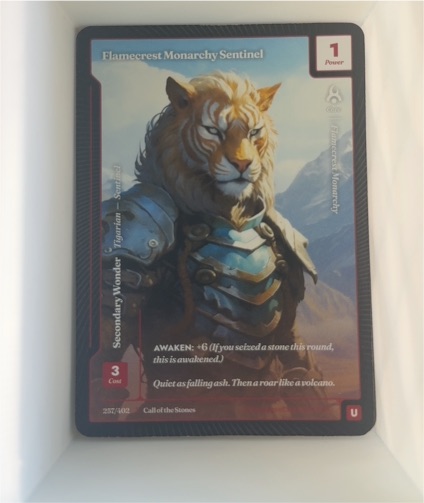 Wonders of The First - Flamecrest Monarchy Sentinel - Call Of The Stones 257/402 — front
