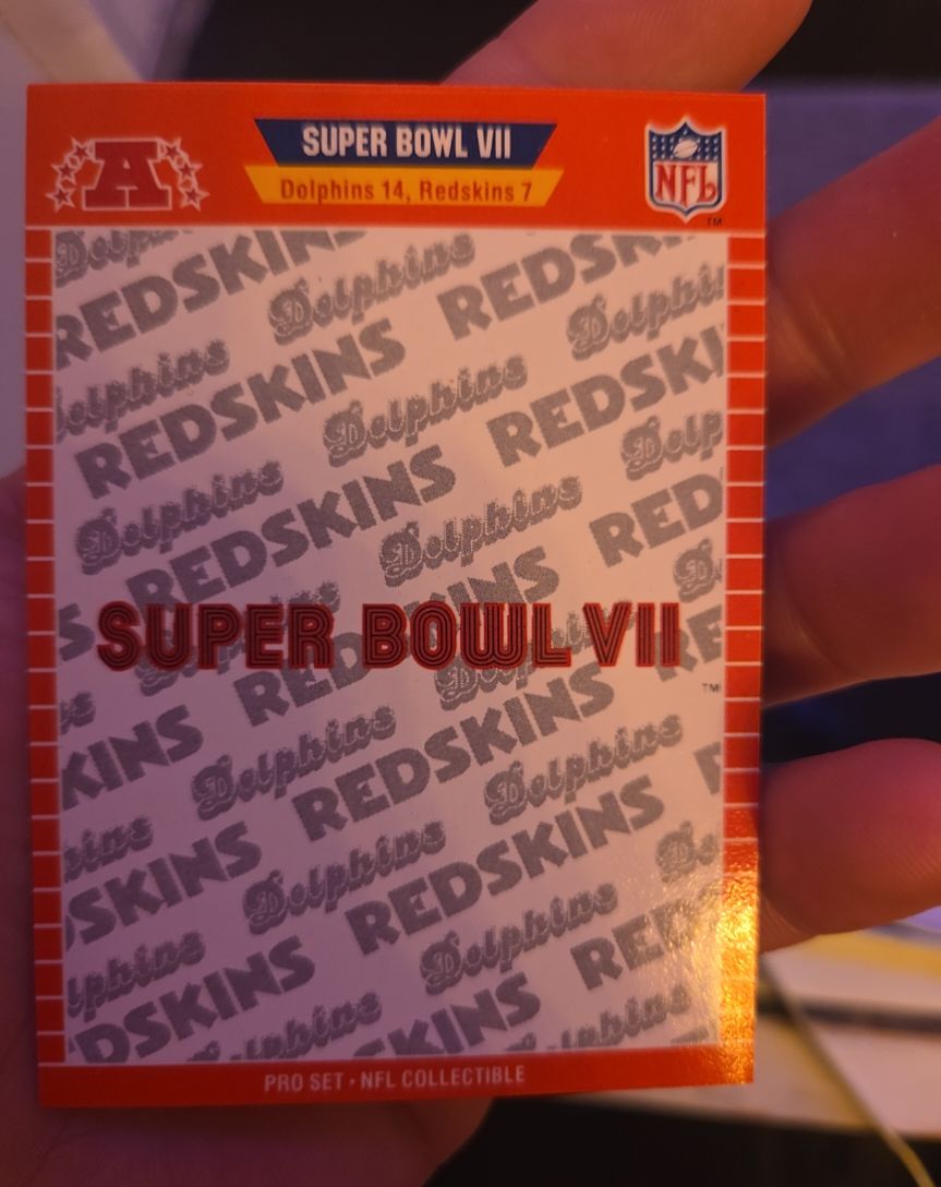 1989 Pro Set Super Bowl VII #VII Miami Dolphins Washington Redskins — front