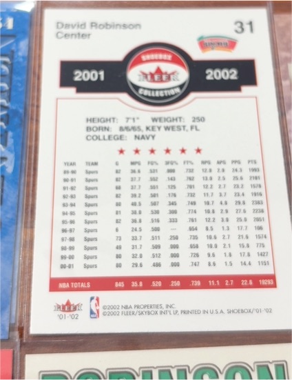 2001 Fleer David Robinson #31 — front