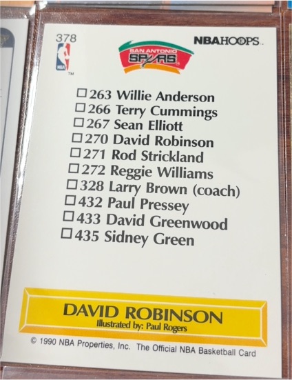 1990 NBA Hoops #378 David Robinson — front
