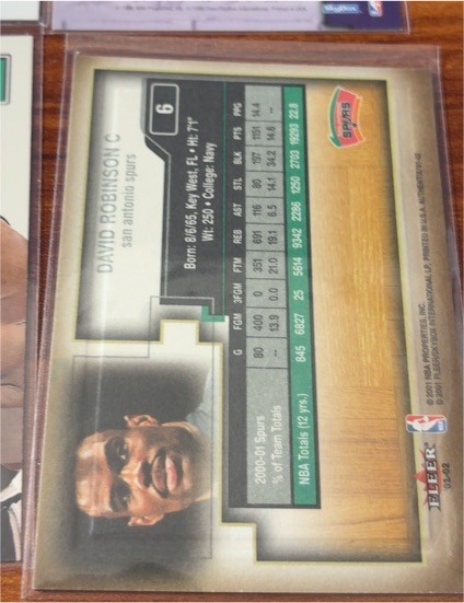 1996 Fleer #6 David Robinson — front