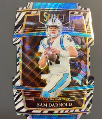 2021 Panini Select #7 Sam Darnold Concourse Zebra Prizm Die-Cut — front
