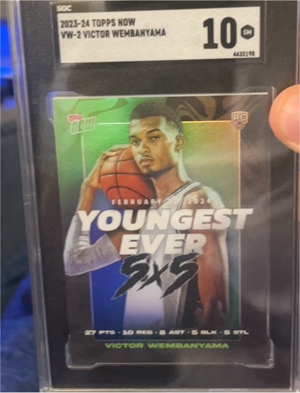 2023-24 Topps Now #VW-2 Victor Wembanyama Youngest Ever 5x5 — front