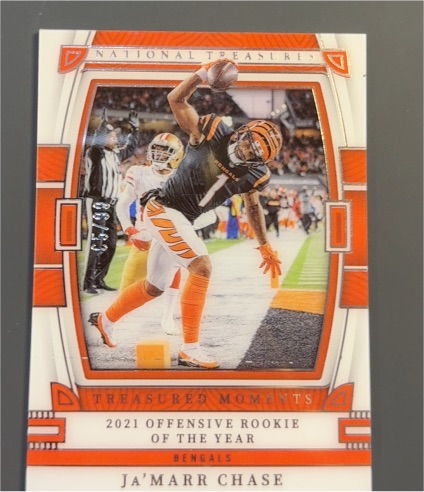 2021 Panini National Treasures #TRE-JMC Ja'Marr Chase Treasured Moments — front