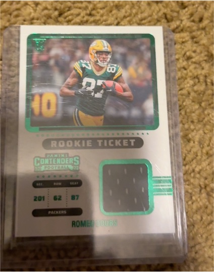 2022 Panini Contenders Rookie Ticket #RTS-RDO Romeo Doubs — front