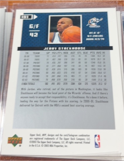 2003 Upper Deck #191 Jerry Stackhouse — front