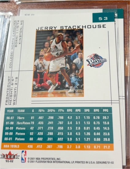2001 Fleer #53 Jerry Stackhouse — front