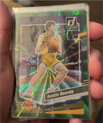2023-24 Donruss #18 Austin Reaves Green Laser Holo Los Angeles Lakers — front