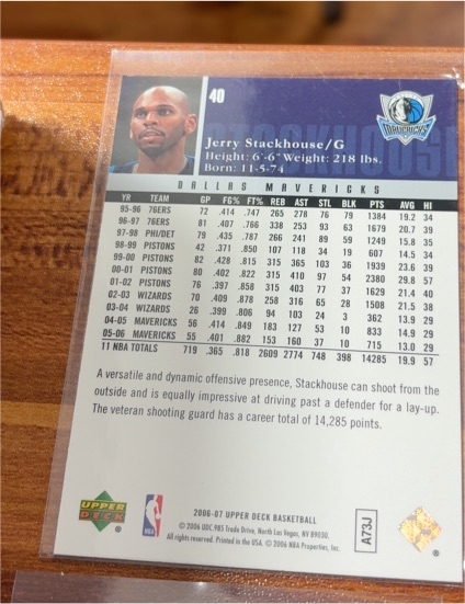 2006-07 Upper Deck #40 Jerry Stackhouse — front