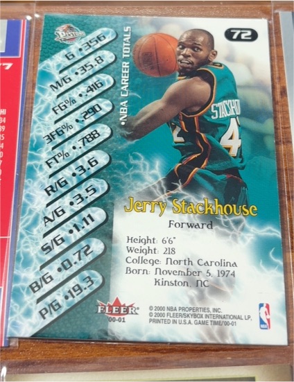 2000-01 Fleer Game Time #72 Jerry Stackhouse — front