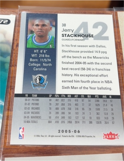 2005-06 Fleer #30 Jerry Stackhouse — front