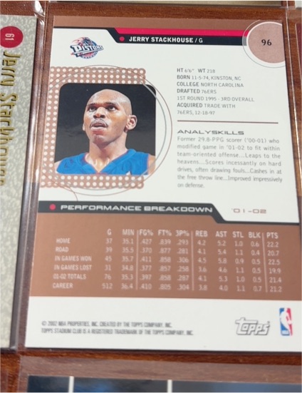 2001-02 Topps #96 Jerry Stackhouse — front