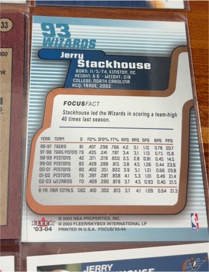 2003-04 Fleer Focus #33 Jerry Stackhouse — front