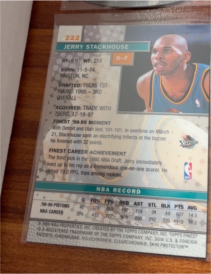 2000-01 Topps Finest #222 Jerry Stackhouse — front
