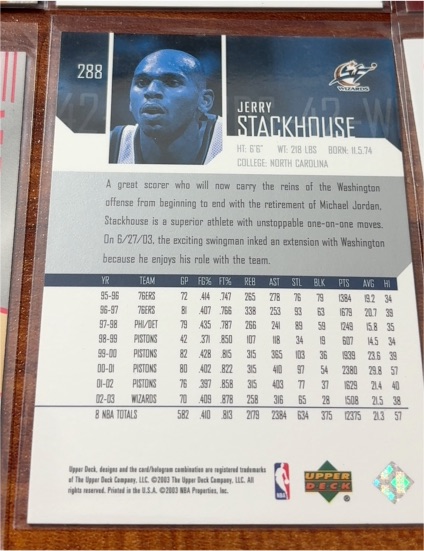 2002 Upper Deck #288 Jerry Stackhouse — front