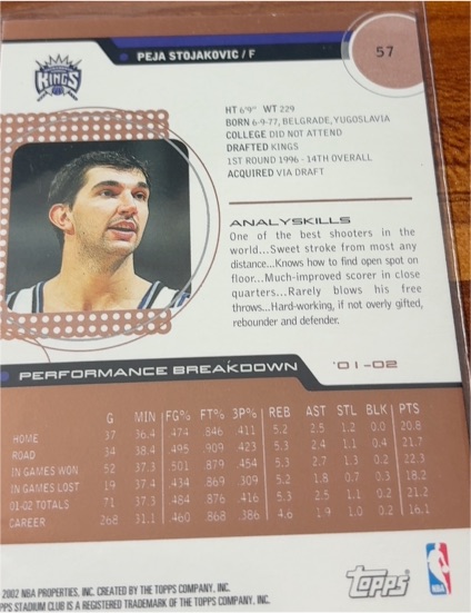 2001-02 Topps #57 Peja Stojakovic — front