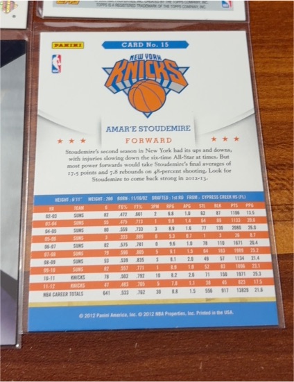 2012 Panini #15 Amar'e Stoudemire — front