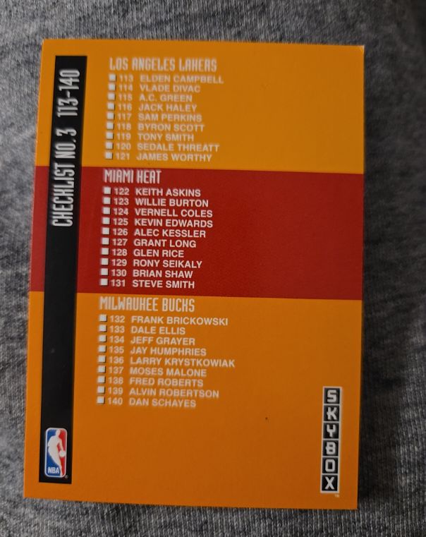 1992-93 SkyBox Basketball #324 Checklist No. 3 — front