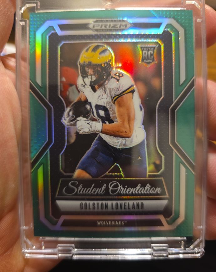 2025 Panini Prizm Draft Picks #14 Colston Loveland Student Orientation Green Prizm — front